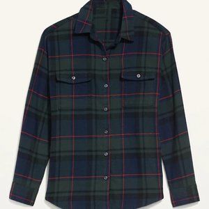 NWT Old Navy Boyfriend Flannel Plaid Button Down Shirt XL Tall